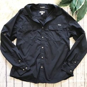 Eddie Bauer black cotton long sleeve button down L
